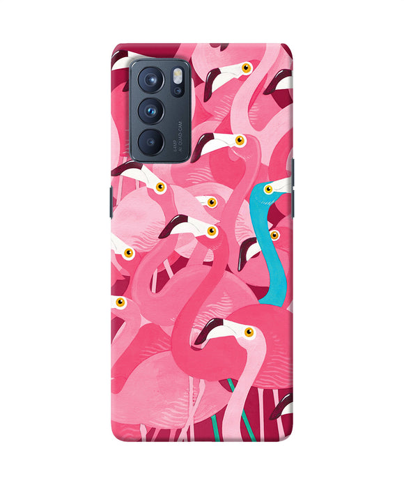Abstract sheer bird pink print Oppo Reno6 Pro 5G Back Cover