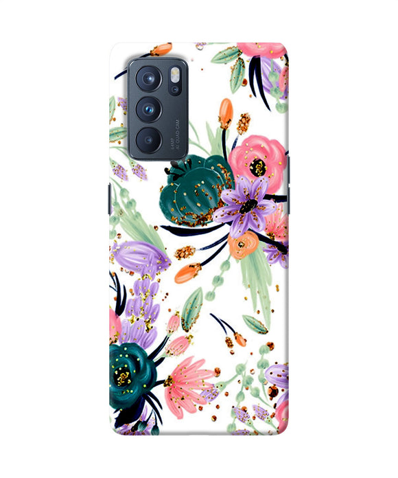 Abstract flowers print Oppo Reno6 Pro 5G Back Cover