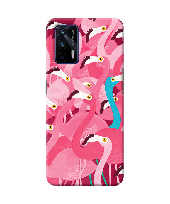 Abstract sheer bird pink print Realme GT 5G Back Cover