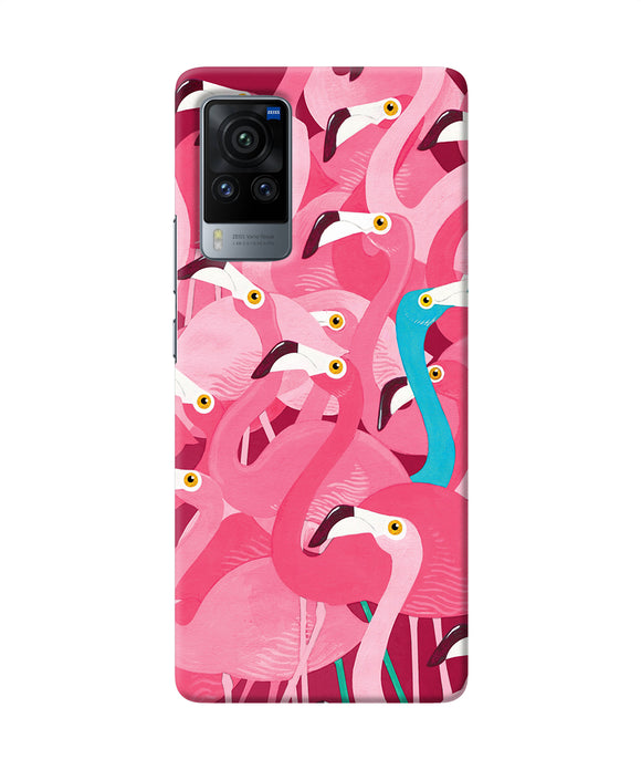 Abstract sheer bird pink print Vivo X60 Pro Back Cover