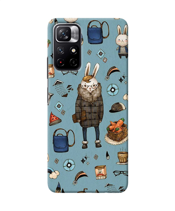 Canvas rabbit print Redmi Note 11T 5G Back Cover