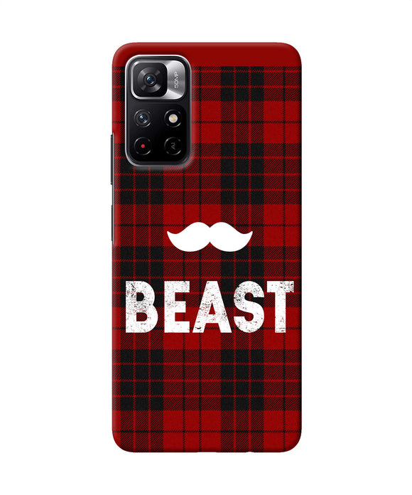 Beast red square Redmi Note 11T 5G Back Cover