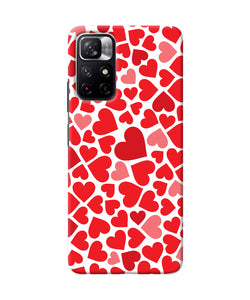 Red heart canvas print Redmi Note 11T 5G Back Cover