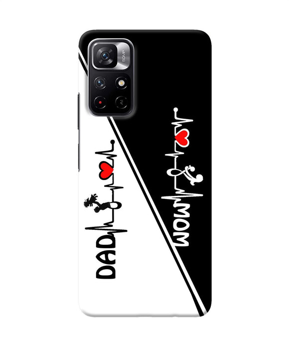 Mom dad heart line black and white Redmi Note 11T 5G Back Cover