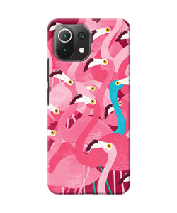 Abstract sheer bird pink print Mi 11 Lite NE 5G Back Cover