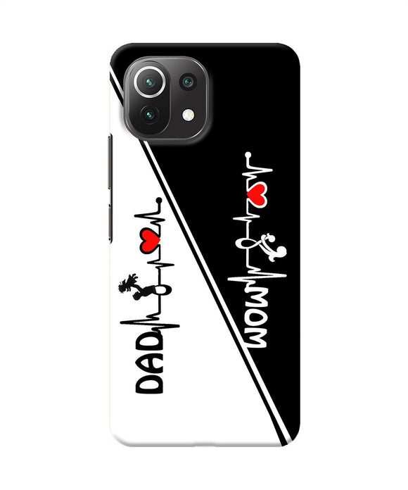 Mom dad heart line black and white Mi 11 Lite NE 5G Back Cover