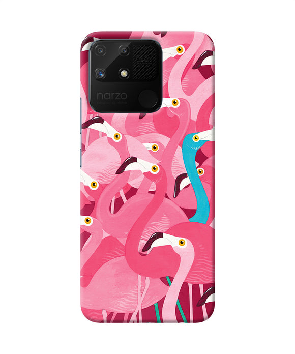 Abstract sheer bird pink print Realme Narzo 50A Back Cover