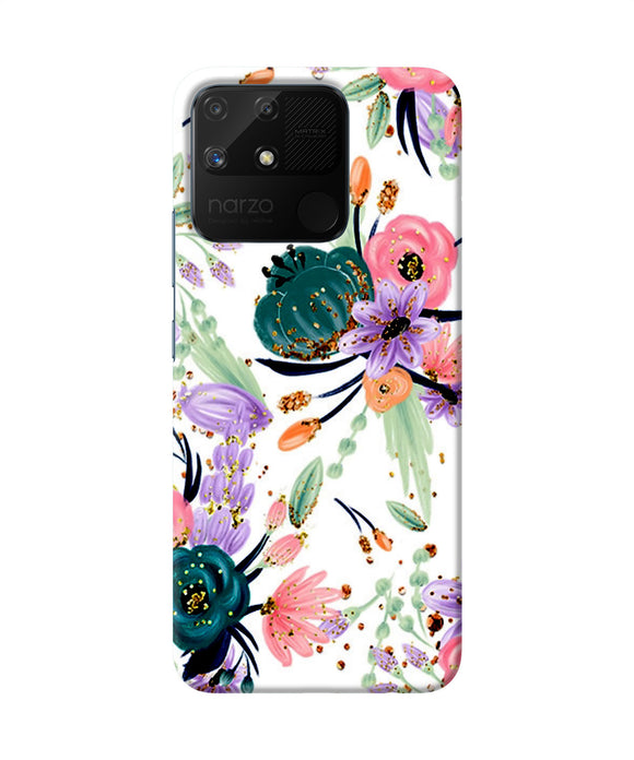 Abstract flowers print Realme Narzo 50A Back Cover