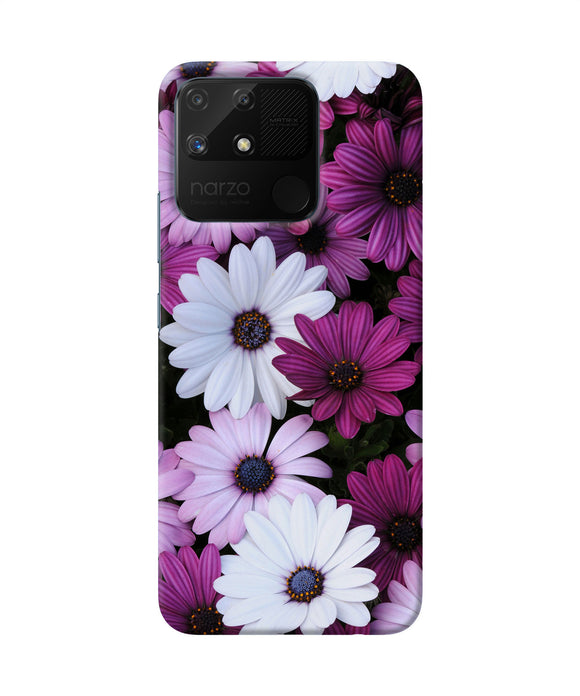 White violet flowers Realme Narzo 50A Back Cover