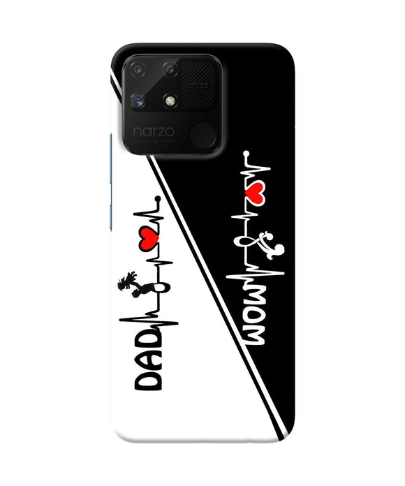 Mom dad heart line black and white Realme Narzo 50A Back Cover