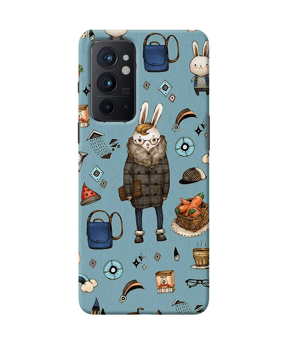 Canvas rabbit print Oneplus 9RT Back Cover