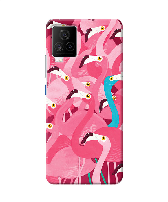 Abstract sheer bird pink print iQOO 7 Legend 5G Back Cover