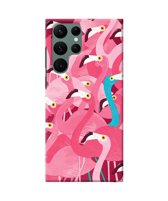 Abstract sheer bird pink print Samsung S22 Ultra Back Cover