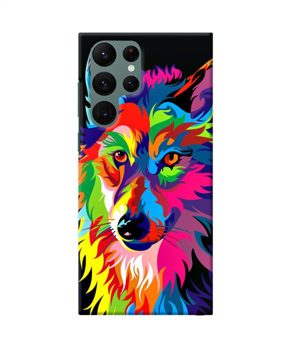 Colorful wolf sketch Samsung S22 Ultra Back Cover