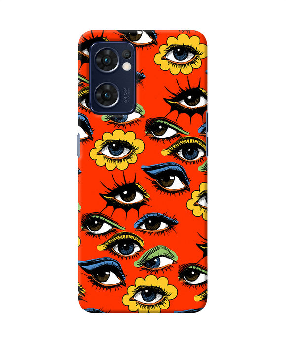 Abstract eyes pattern Oppo Reno7 5G Back Cover