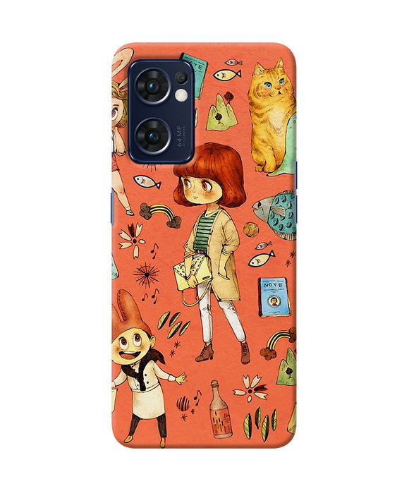 Canvas little girl print Oppo Reno7 5G Back Cover