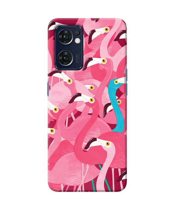 Abstract sheer bird pink print Oppo Reno7 5G Back Cover