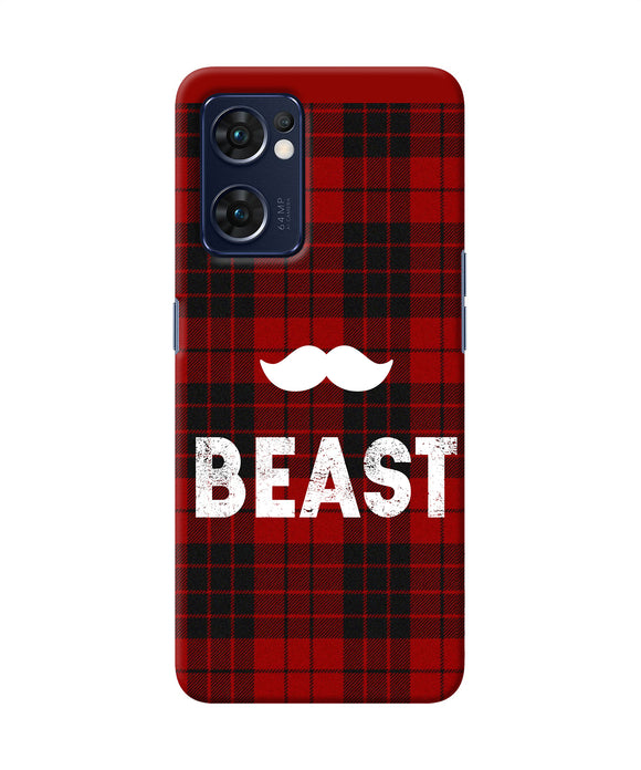 Beast red square Oppo Reno7 5G Back Cover