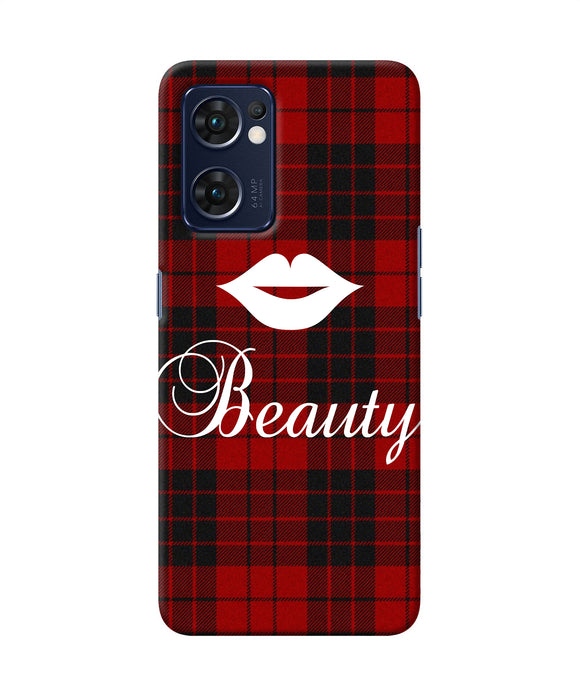 Beauty red square Oppo Reno7 5G Back Cover