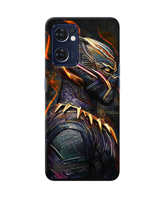 Black panther side face Oppo Reno7 5G Back Cover
