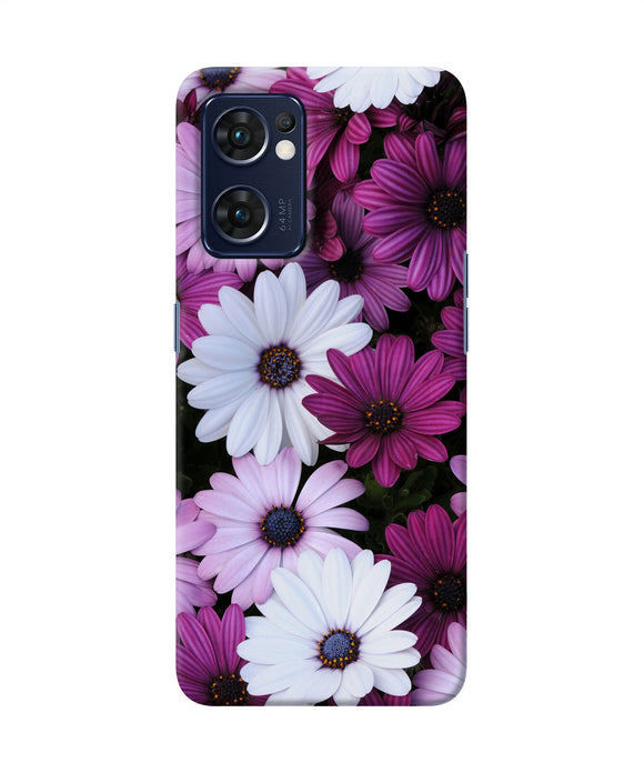 White violet flowers Oppo Reno7 5G Back Cover