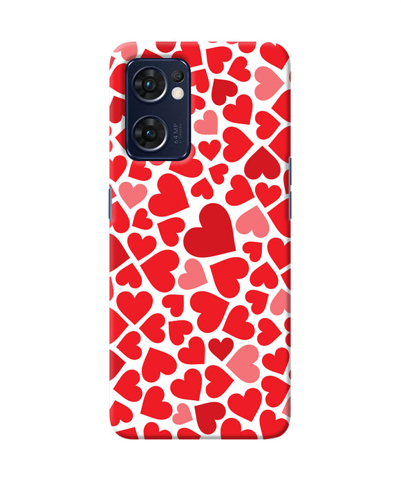 Red heart canvas print Oppo Reno7 5G Back Cover