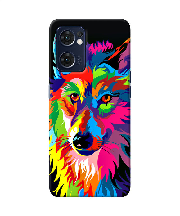 Colorful wolf sketch Oppo Reno7 5G Back Cover