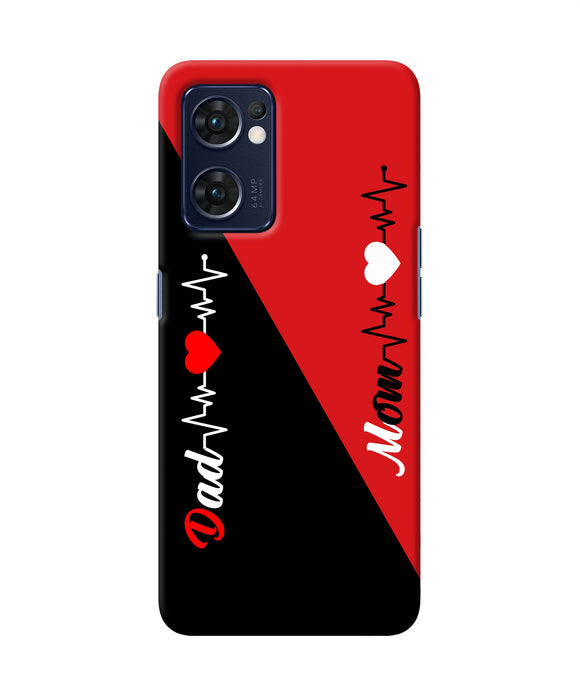 Mom dad heart line Oppo Reno7 5G Back Cover