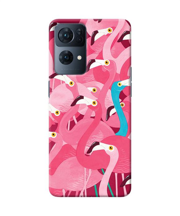Abstract sheer bird pink print Oppo Reno7 Pro 5G Back Cover
