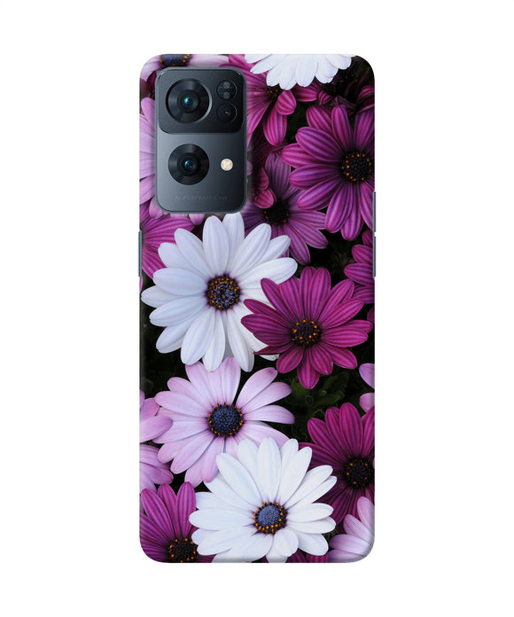 White violet flowers Oppo Reno7 Pro 5G Back Cover