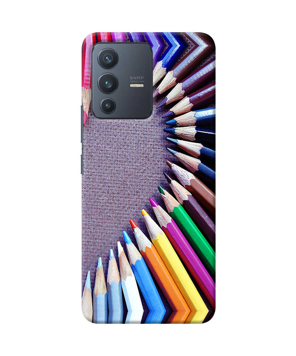 Color pencil half heart Vivo V23 5G Back Cover