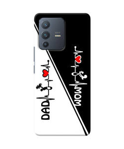 Mom dad heart line black and white Vivo V23 Pro 5G Back Cover