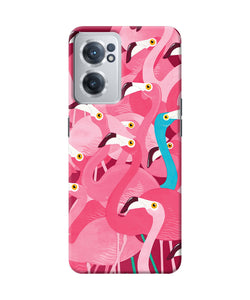 Abstract sheer bird pink print OnePlus Nord CE 2 5G Back Cover