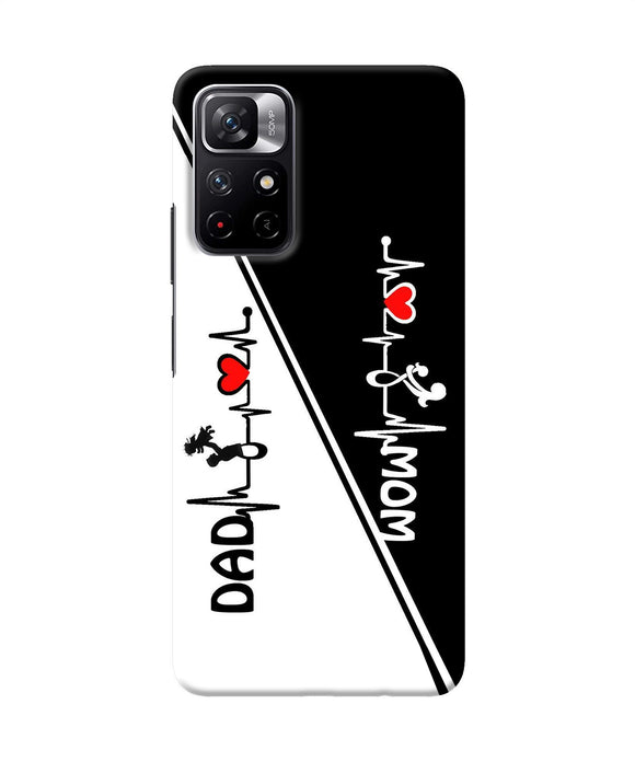 Mom dad heart line black and white Poco M4 Pro 5G Back Cover