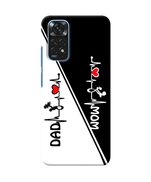 Mom dad heart line black and white Redmi Note 11/11S Back Cover