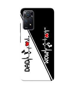 Mom dad heart line black and white Redmi Note 11 Pro Back Cover