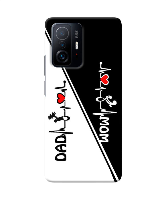 Mom dad heart line black and white Mi 11T Pro 5G Back Cover