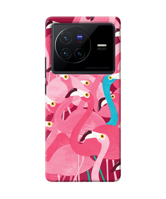 Abstract sheer bird pink print Vivo X80 Back Cover