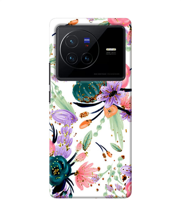 Abstract flowers print Vivo X80 Back Cover