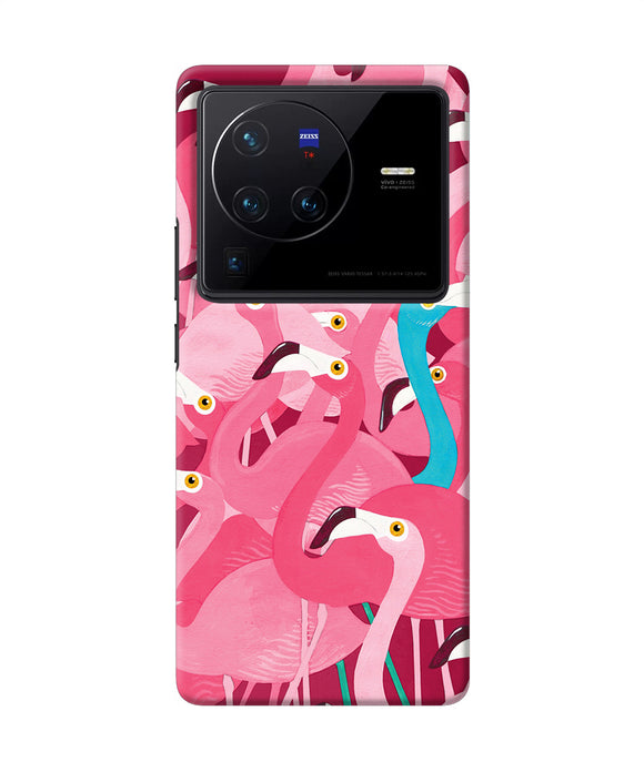 Abstract sheer bird pink print Vivo X80 Pro Back Cover