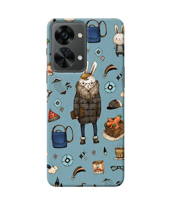 Canvas rabbit print OnePlus Nord 2T 5G Back Cover