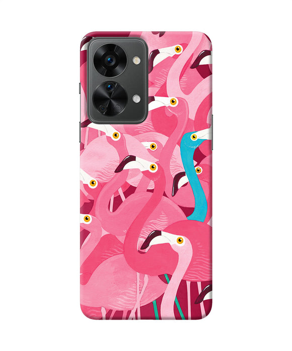 Abstract sheer bird pink print OnePlus Nord 2T 5G Back Cover