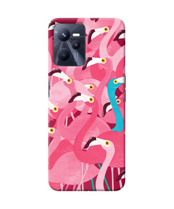 Abstract sheer bird pink print Realme C35 Back Cover