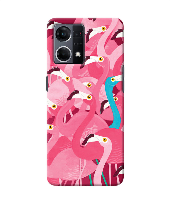 Abstract sheer bird pink print Oppo F21 Pro 4G Back Cover