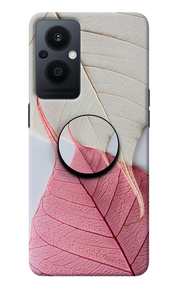 White Pink Leaf Oppo F21 Pro 5G Pop Case