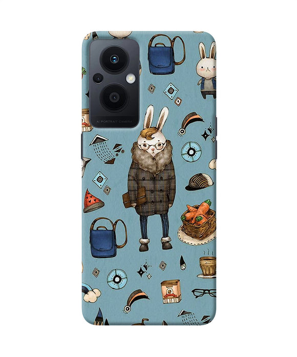 Canvas rabbit print Oppo F21 Pro 5G Back Cover