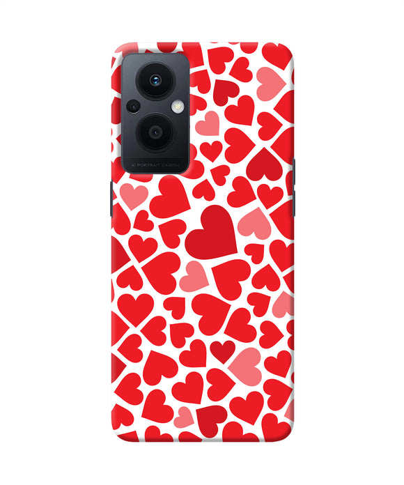 Red heart canvas print Oppo F21 Pro 5G Back Cover