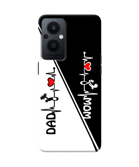 Mom dad heart line black and white Oppo F21 Pro 5G Back Cover