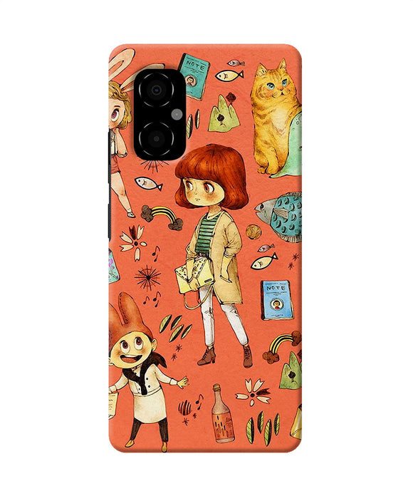 Canvas little girl print Poco M4 5G Back Cover