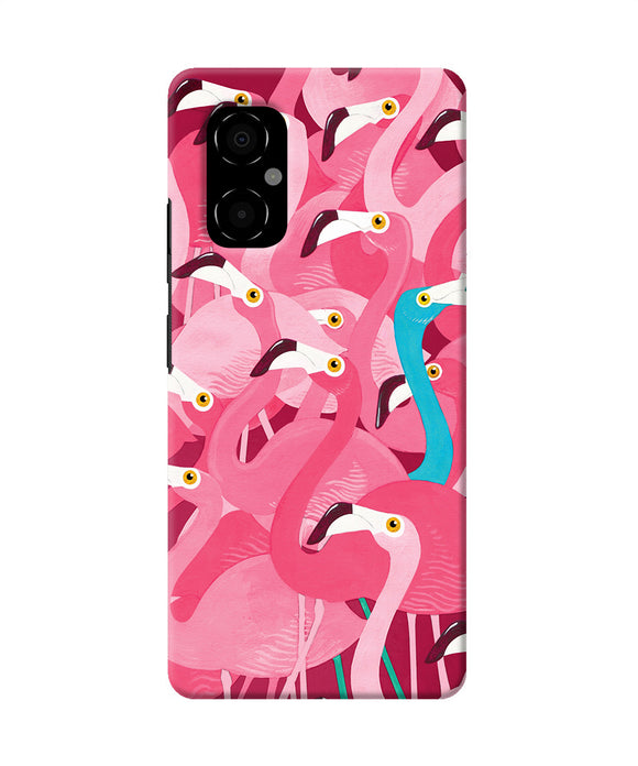 Abstract sheer bird pink print Poco M4 5G Back Cover